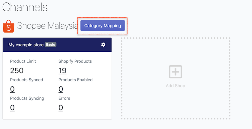 Shopify Shopee Category Mapping