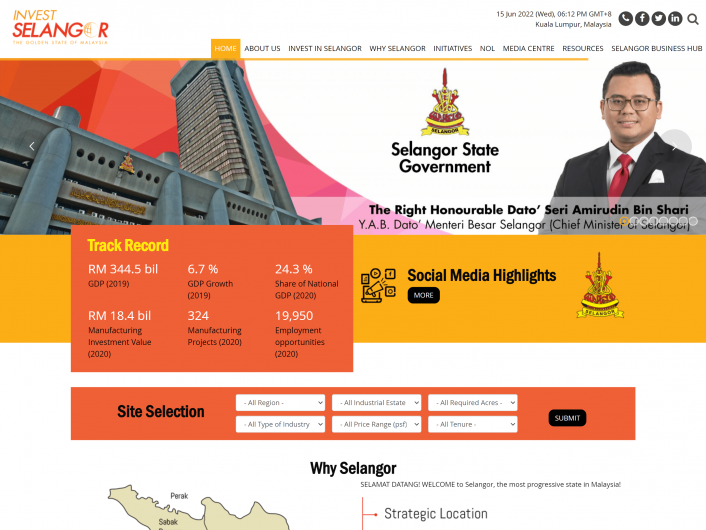Website development for Invest Selangor
