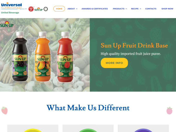 eCommerce Website development for Universal NutriBeverage